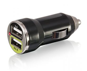 Dual USB socket car charger, with 1 x High Power output